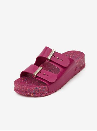 Tmavě růžové dámské pantofle na platformě Zaxy
