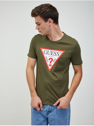 Khaki pánské tričko Guess