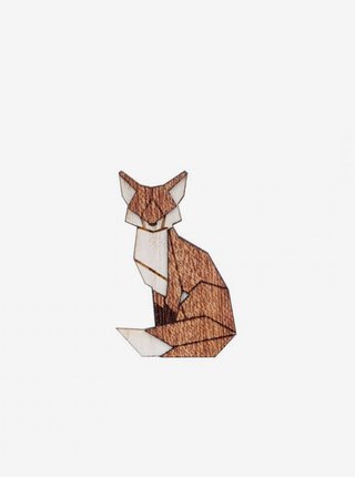 Dřevěná brož ve tvaru liška BeWooden Sitting Fox