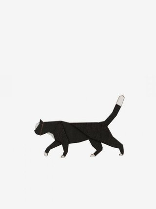 Dřevěná brož ve tvaru kočky BeWooden Walking Cat 
