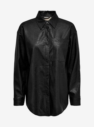 Černá koženková košilová bunda ONLY Mia