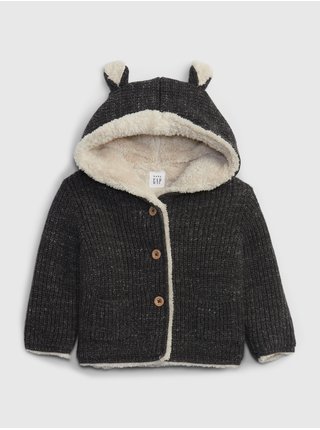Čierny detský kabátik s kožúškom GAP