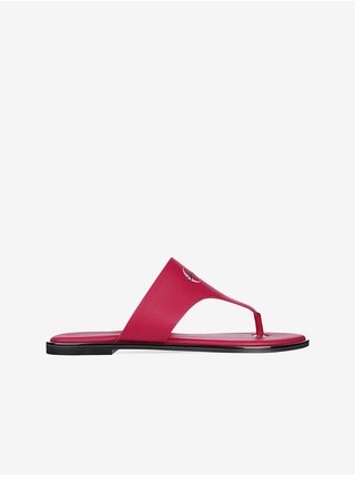 Calvin Klein fuchsiové kožené žabky Flat Sandal Toe Slide