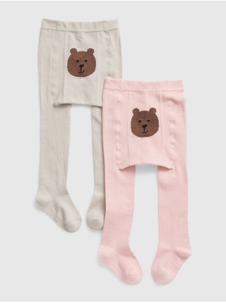 Sada dvou dětských punčochových kalhot v růžově a béžové barvě GAP 