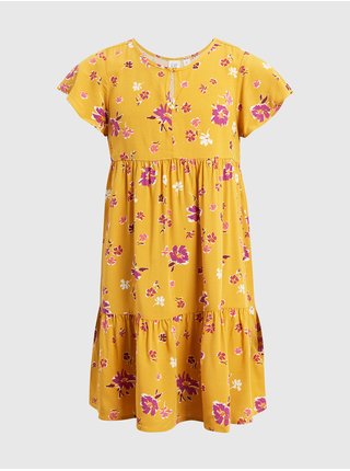 Žluté holčičí květované šaty GAP 