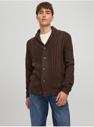 Svetre pre mužov Jack & Jones - tmavohnedá