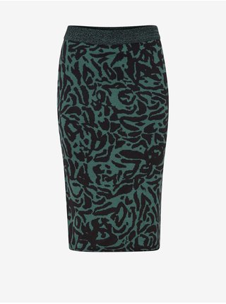 Tmavě zelená svetrová midi sukně s příměsí vlny ICHI