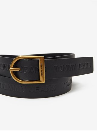 Černá dámský kožený pásek Tommy Jeans Logo Fashion Belt