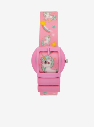 Světle růžové holčičí hodinky s motivem jednorožců Kikou