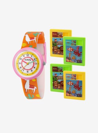 Oranžové dětské hodinky s motivem lamy Kikou