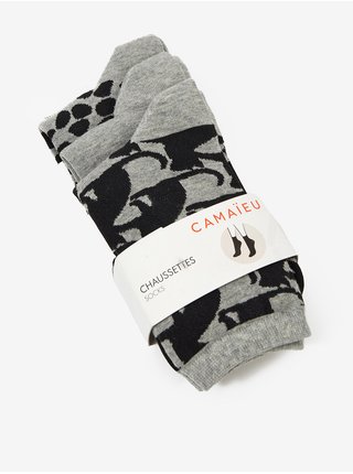 Sada troch párov šedých vzorovaných ponožiek CAMAIEU