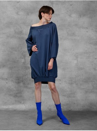 Tmavě modré dámské oversize mikinové šaty Diesel