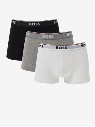 Sada tří pánských boxerek v bílé, šedé a černé barvě HUGO BOSS