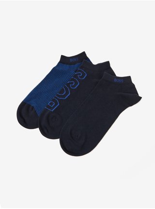 Sada tří párů pánských ponožek v tmavě modré barvě HUGO BOSS