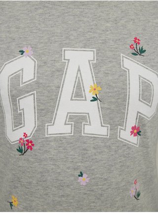 Šedé holčičí květované tričko GAP