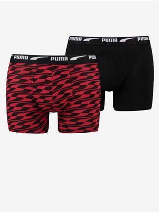 Sada dvoch pánskych boxeriek v červenej a čiernej farbe Puma