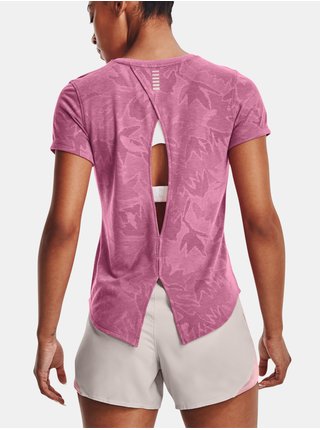 Růžové dámské sportovní tričko Under Armour Streaker Snow Cloud  