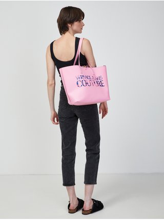 Modro-růžová vzorovaná oboustranná kabelka Versace Jeans Couture