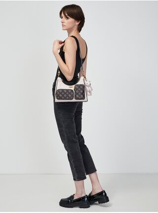 Hnědo-béžová crossbody kabelka Guess