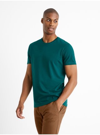 Zelené basic tričko s krátkým rukávem Celio Neunir 