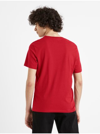 Červené tričko s krátkým rukávem Celio Tebase