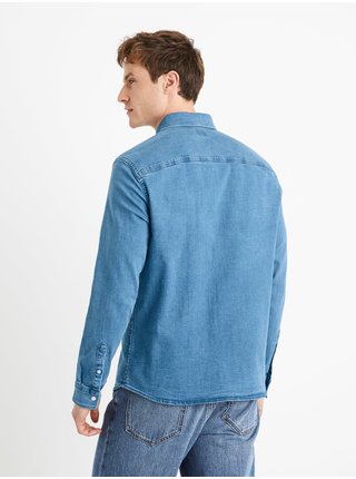 Modrá džínová košile regular střihu Celio Cadeni 