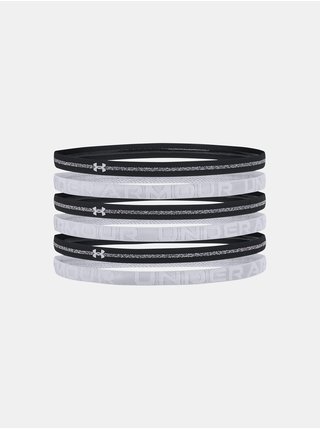 Sada šesti sportovních čelenek v šedé a černé barvě Under Armour UA HTR Mini Headband 6PK 