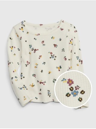 Béžové dievčenské tričko s kvetinovým vzorom GAP