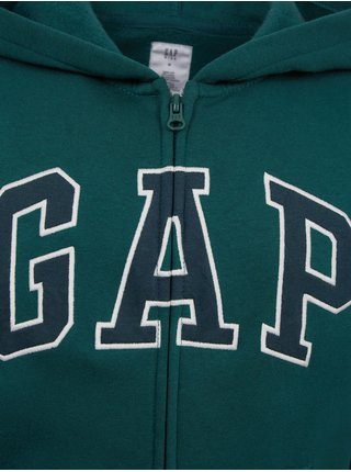 Zelená dětská mikina na zip s kapucí GAP