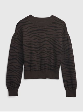 Hnedý dievčenský bavlnený sveter GAP zebra