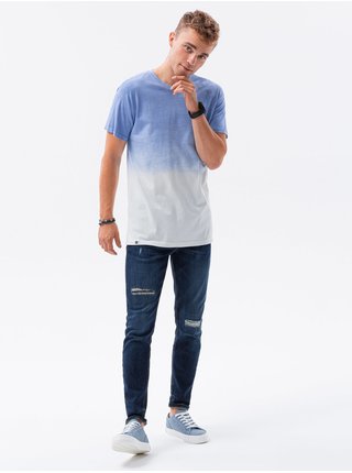 Tričká s krátkym rukávom pre mužov Ombre Clothing - modrá, svetlomodrá
