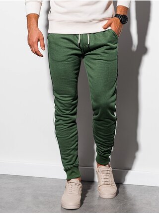 Zelené pánské tepláky s lampasem Ombre Clothing P865 