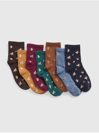 Sada sedmi párů barvených dětských vzorovaných ponožek GAP