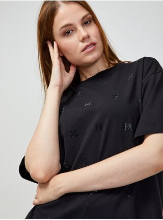 Černé dámské vzorované oversize tričko KARL LAGERFELD