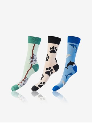 Ponožky pre ženy Bellinda - modrá, zelená, biela, čierna