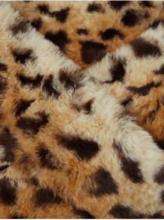 Hnedý dámsky vzorovaný šál z umelej kožušiny CAMAIEU