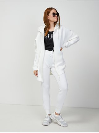 Bílá dámská mikina na zip s kapucí Guess Allie