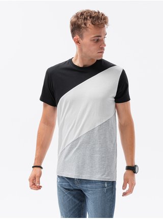 Šedo-černé pánské tričko Ombre Clothing
