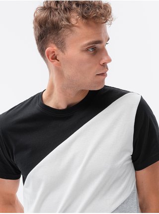 Šedo-černé pánské tričko Ombre Clothing