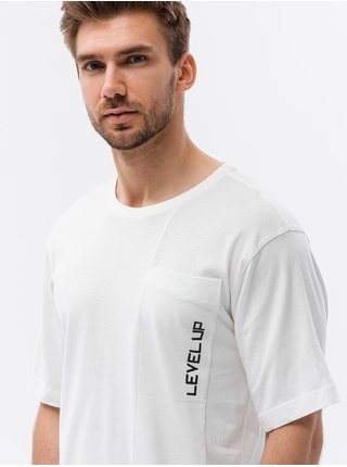 Biele pánske oversize tričko Ombre Clothing