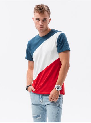 Tričká s krátkym rukávom pre mužov Ombre Clothing - modrá, červená, biela