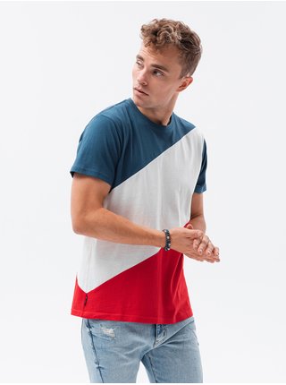 Tričká s krátkym rukávom pre mužov Ombre Clothing - modrá, červená, biela