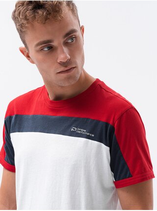 Červeno-bílé pánské tričko Ombre Clothing