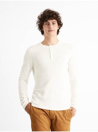 Bílý pánský lehký svetr s knoflíky Celio Cehenpik