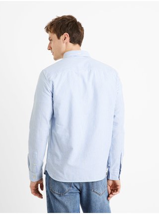 Světle modrá pánská pruhovaná regular fit košile Celio Caoxfordy