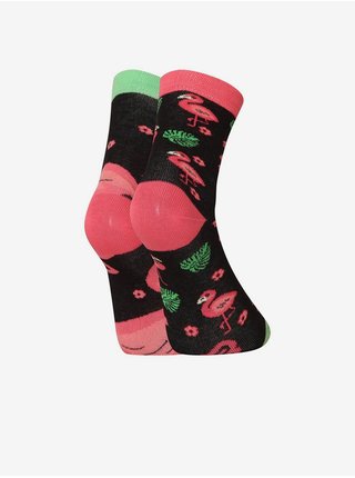 Růžovo-černé dětské veselé ponožky Dedoles Plameňáci 