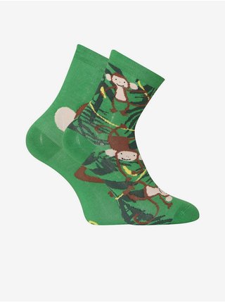 Zelené dětské veselé ponožky Dedoles Opice