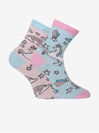 Tyrkysovo-růžové dětské veselé ponožky Dedoles Duhový jednorožec