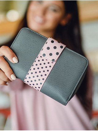 Růžovo-šedá dámská puntíkovaná peněženka VUCH Maula