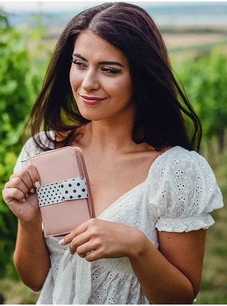 Bílo-růžová dámská puntíkovaná peněženka VUCH Darla